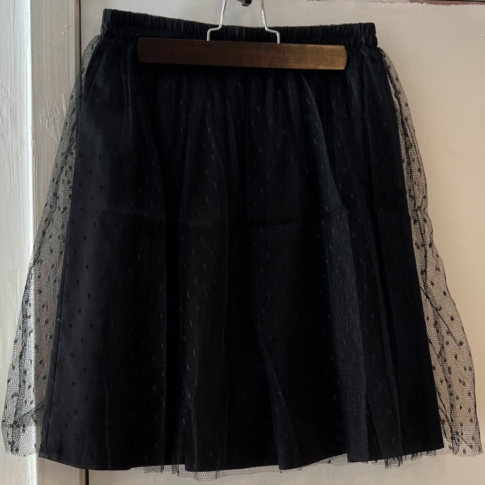 Women's RED Valentino Black Tulle Polka Dot Mesh Lace - Size 40 / Small